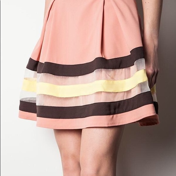👑 1/7 Host Pick 👑 Pleated Skirt w/Sheer Stripes - Picture 3 of 5